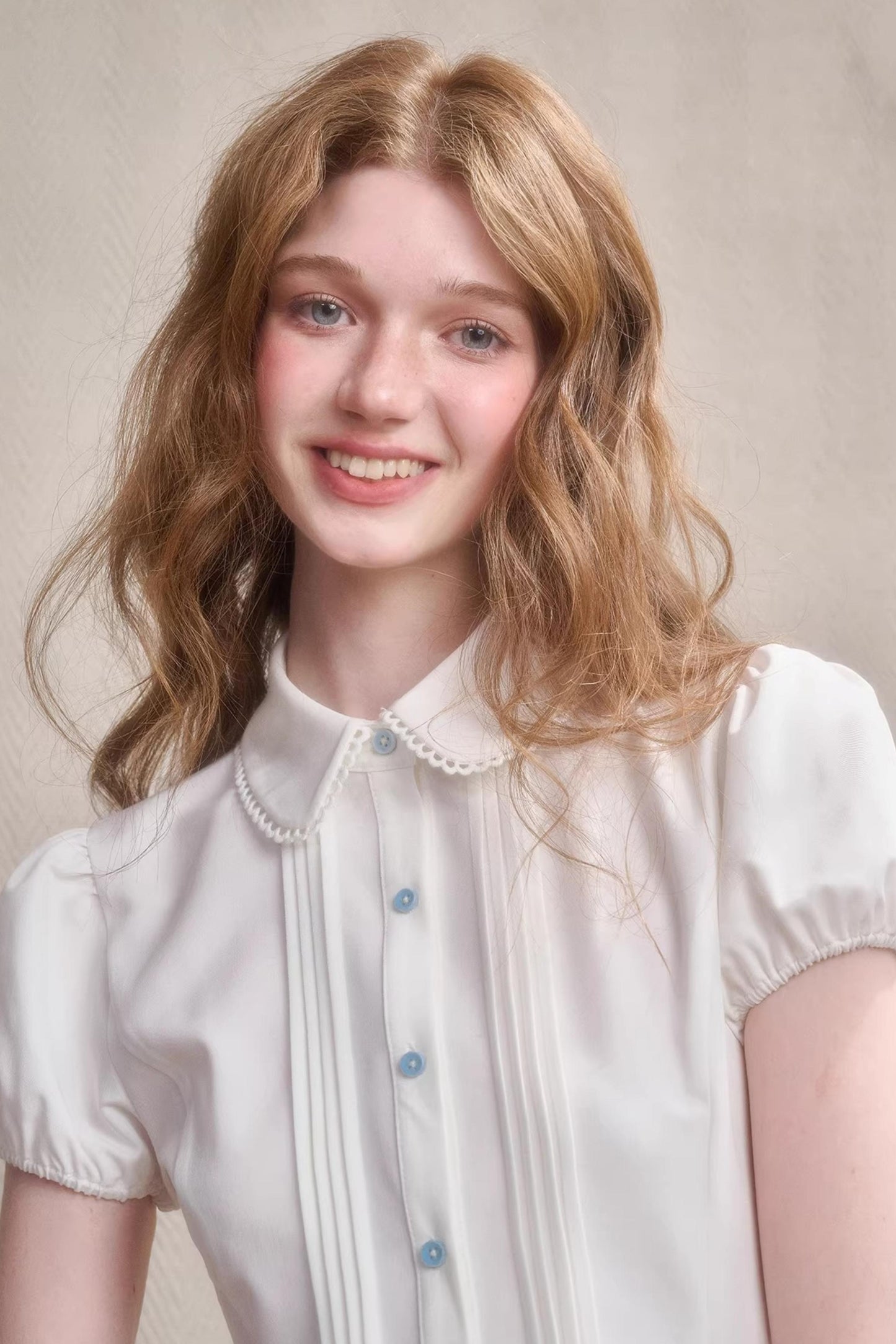 Handmade Embroidered Doll Collar Shirt