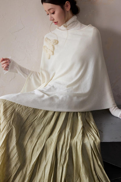 Autumn White Wool Cape