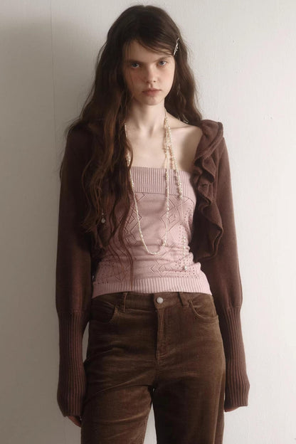 Retro Rüschen-Cardigan-Set
