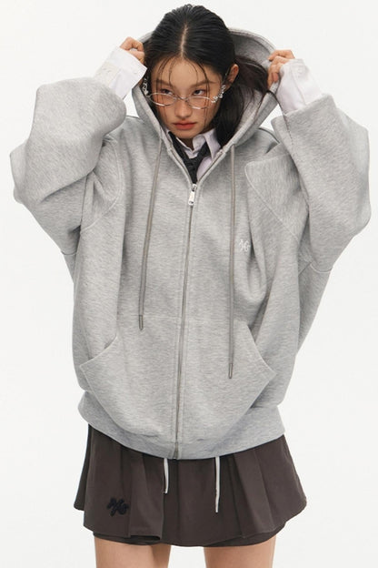 Oversized Air Layer Zip-Up Hoodie