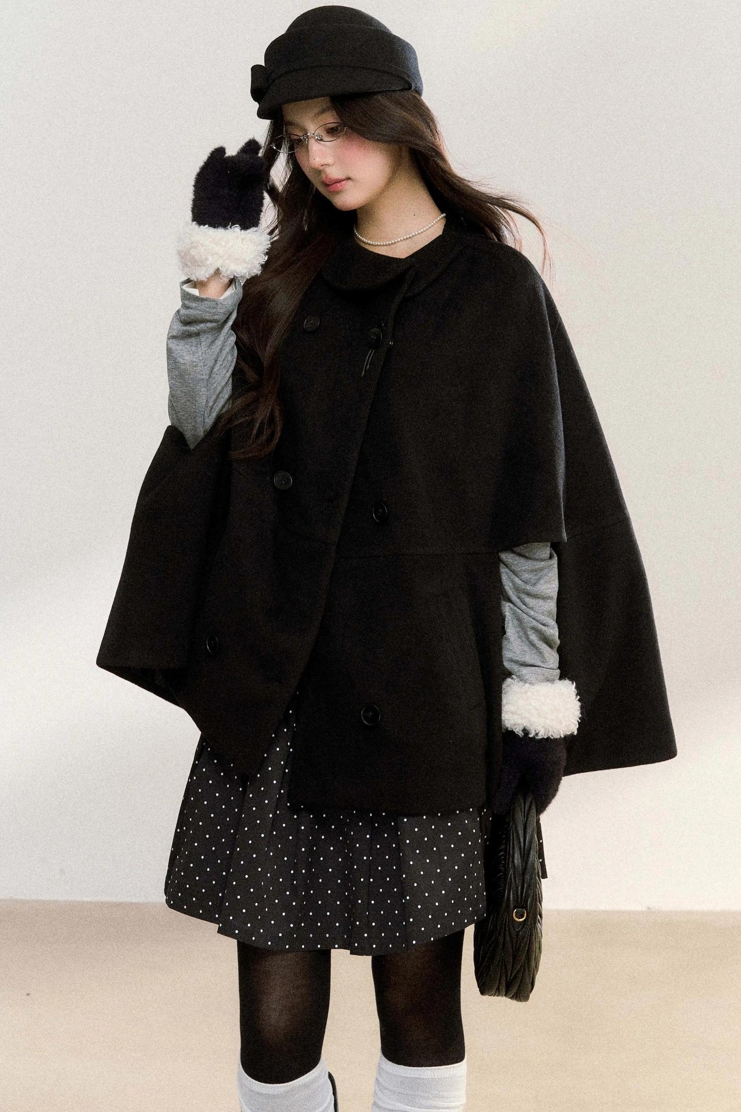 Doll Collar Woolen Cape Coat