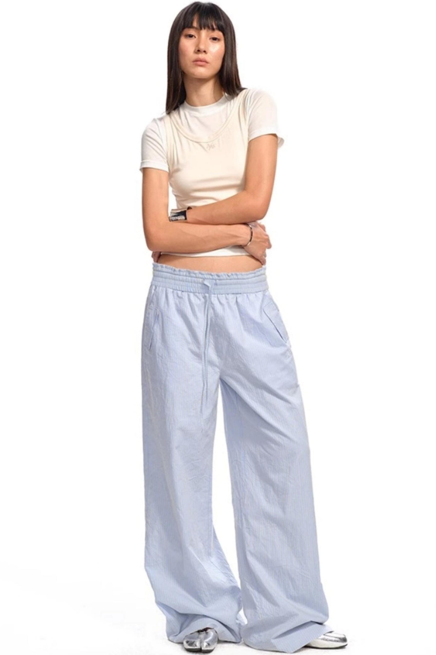 Striped Wide-Leg Pants