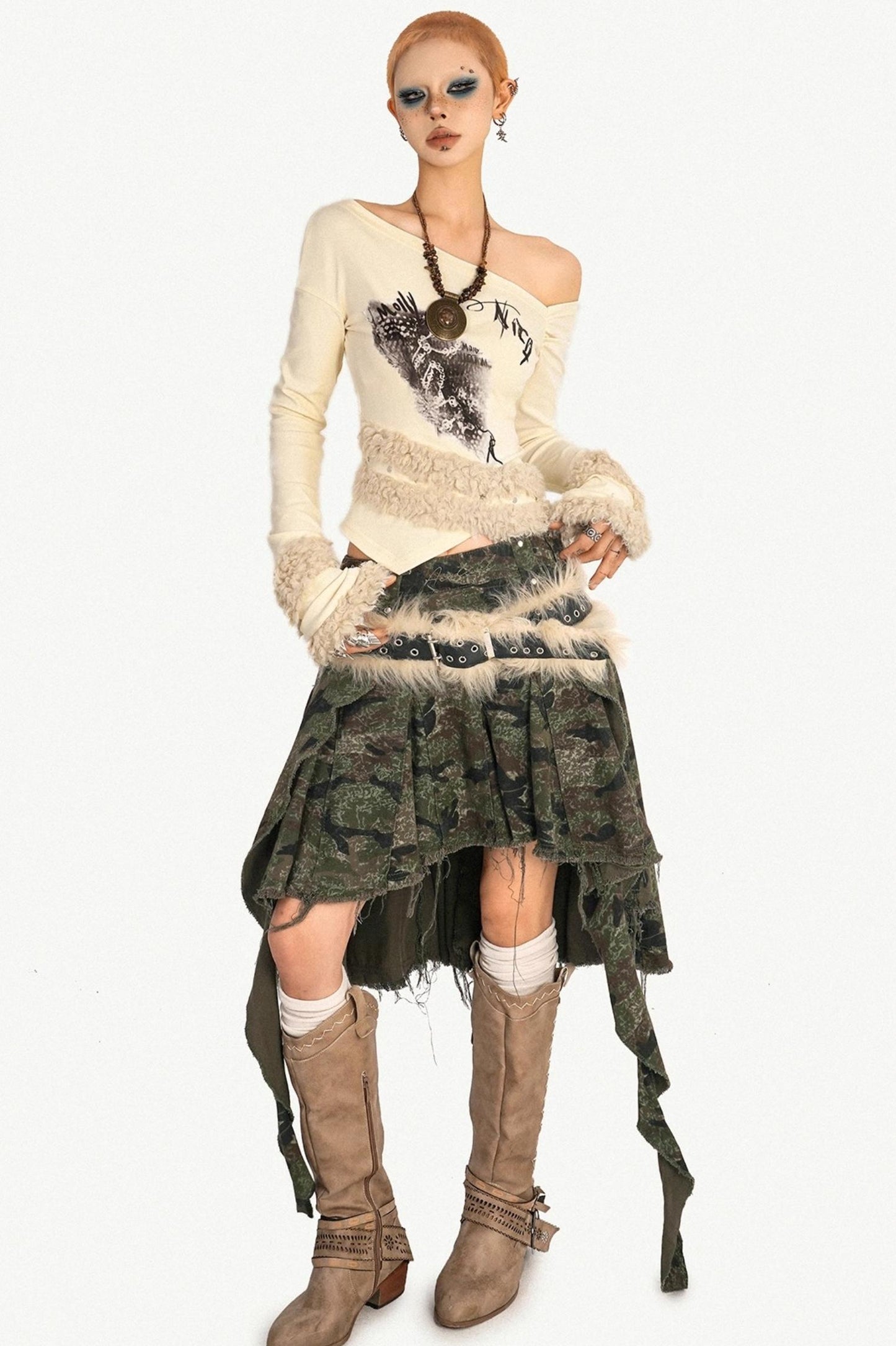 Autumn Camo Denim Skirt