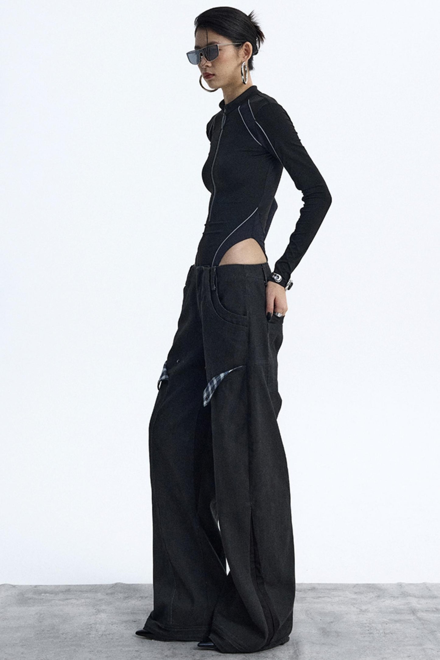 Reflective Stripe Biker Jumpsuit Top