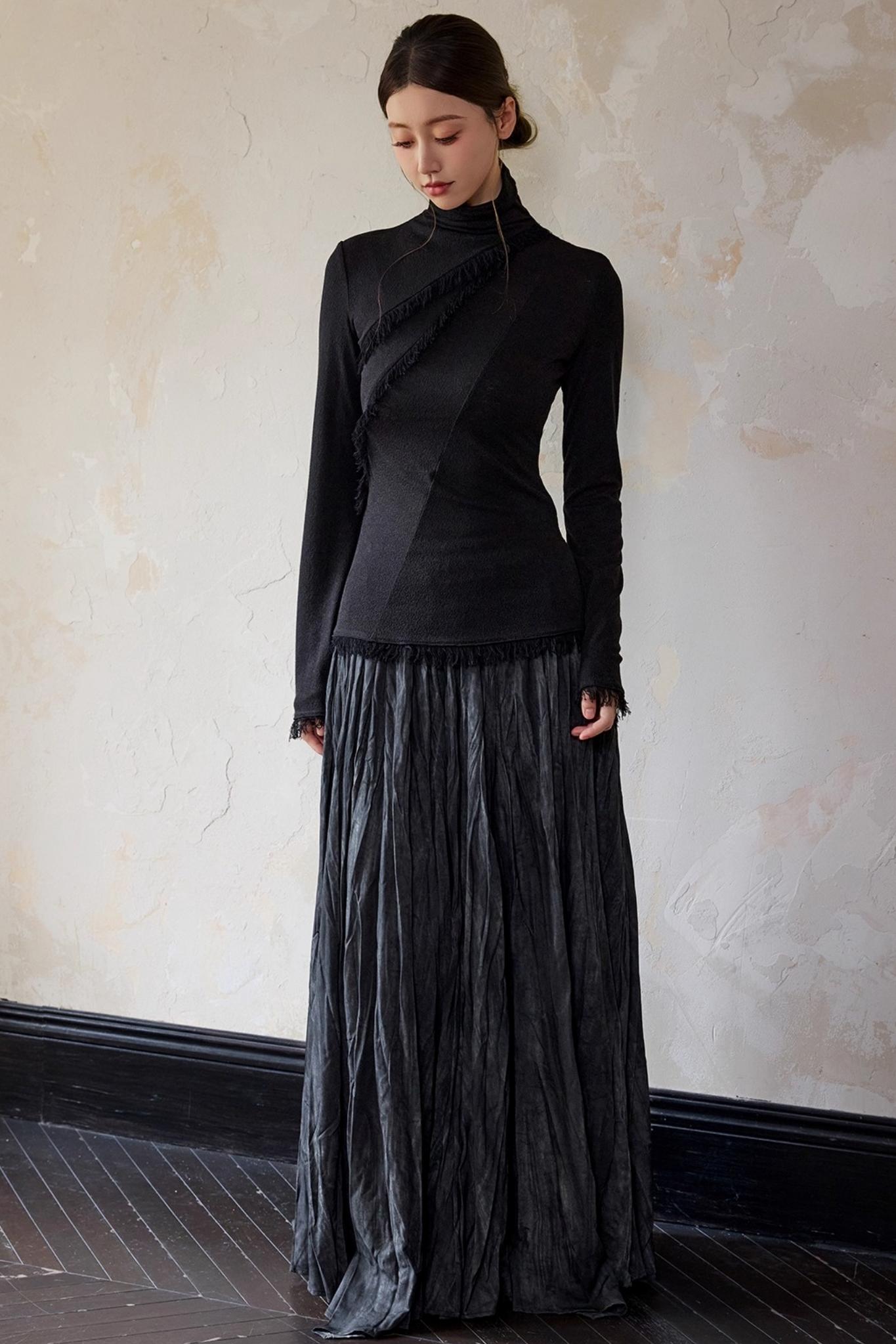 White Wool Turtleneck Knit Top