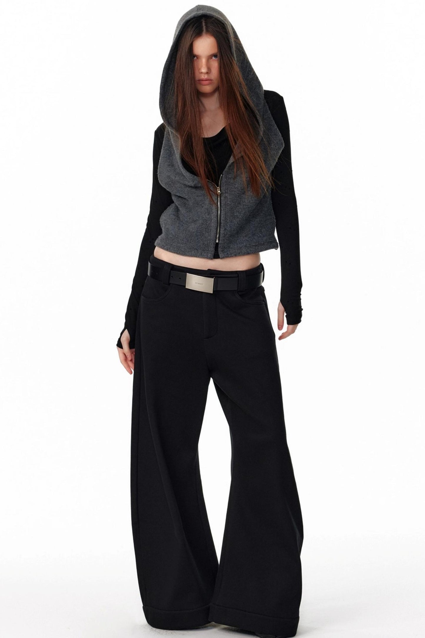 Vintage Hooded Knit Cardigan Top