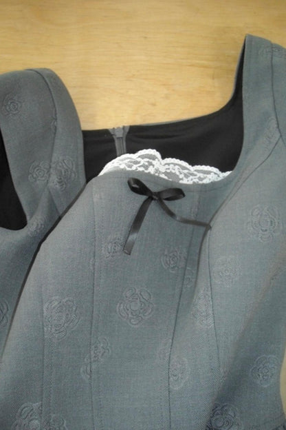 Gray Lace Bow Dress Set