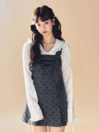 Retro Polka Dot Suspender Dress