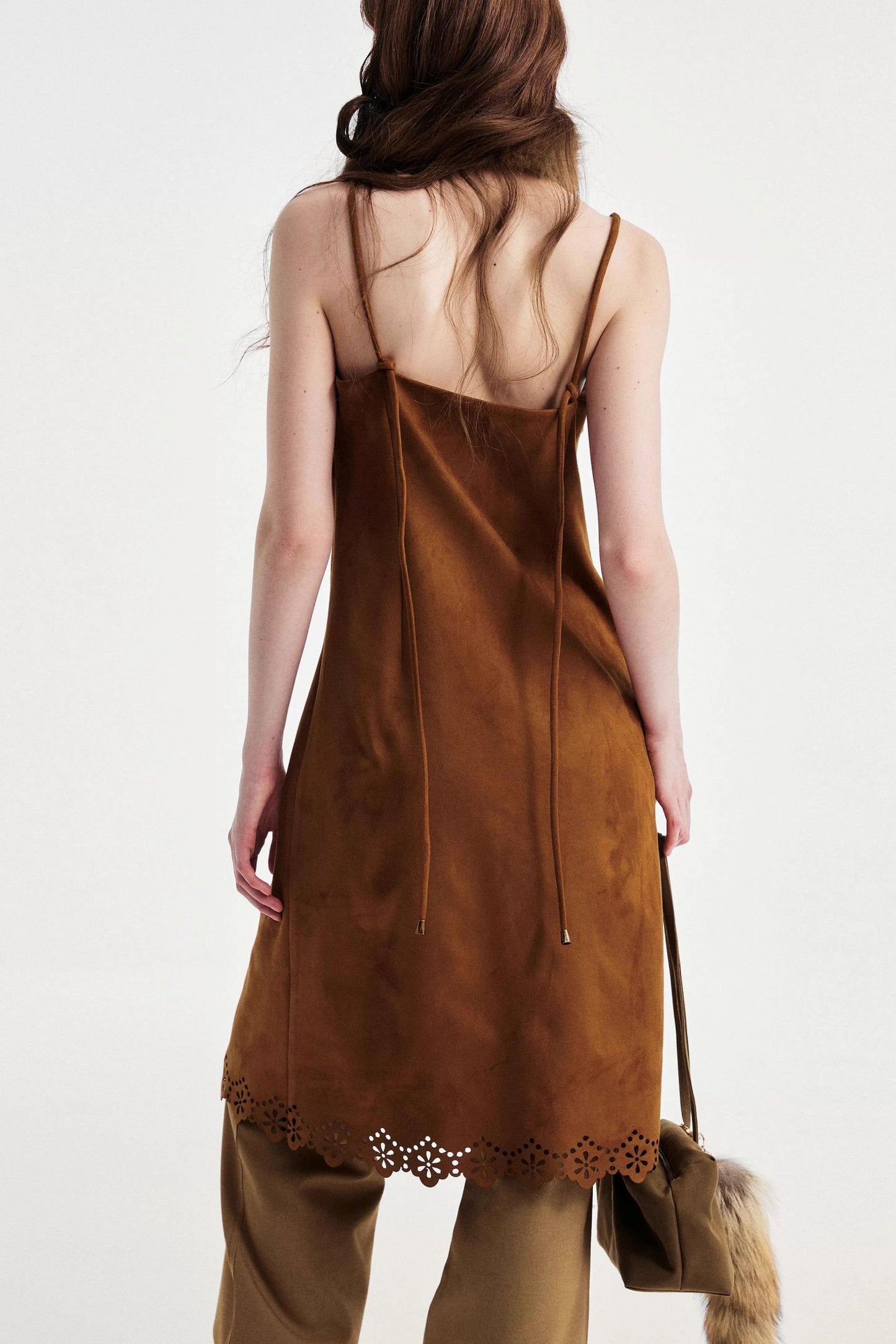 Two-Tone Lace Suede Dress