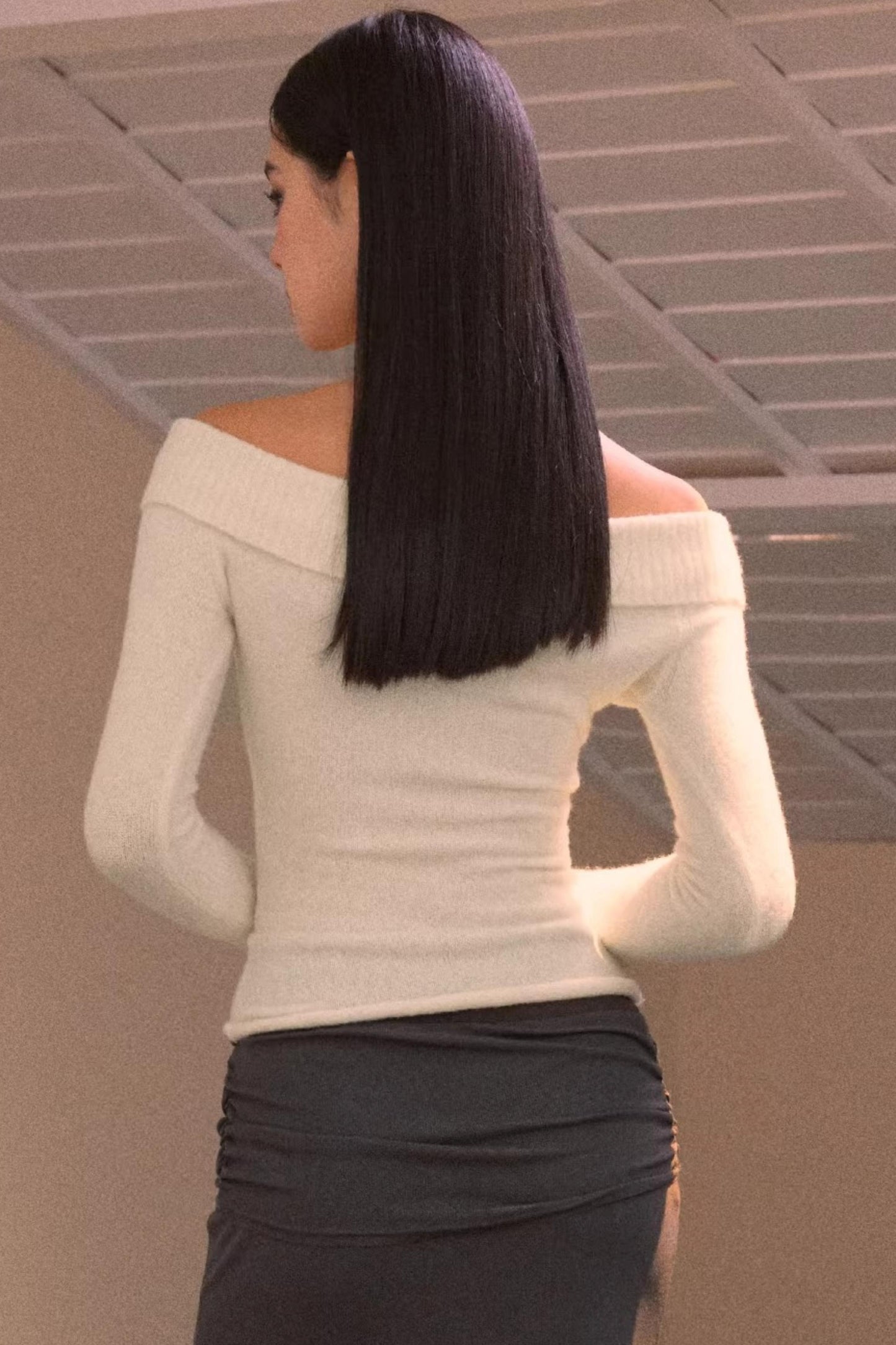 Elegant Crochet One-Shoulder Sweater