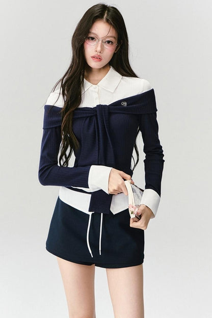 Knit Long Sleeve Slimming Top Set-Up