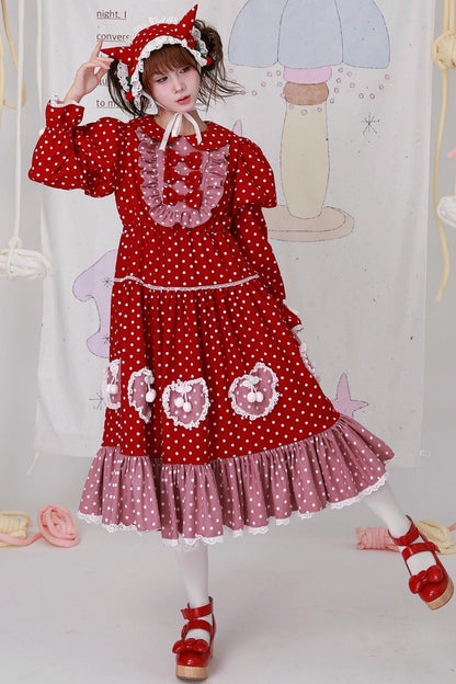Vintage Christmas Polka Dot Lolita Dress