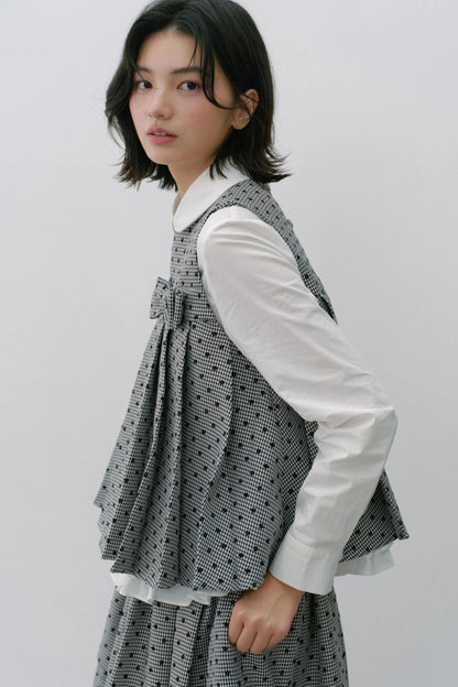 Plaid Flower Puffy Skirt Set-Up