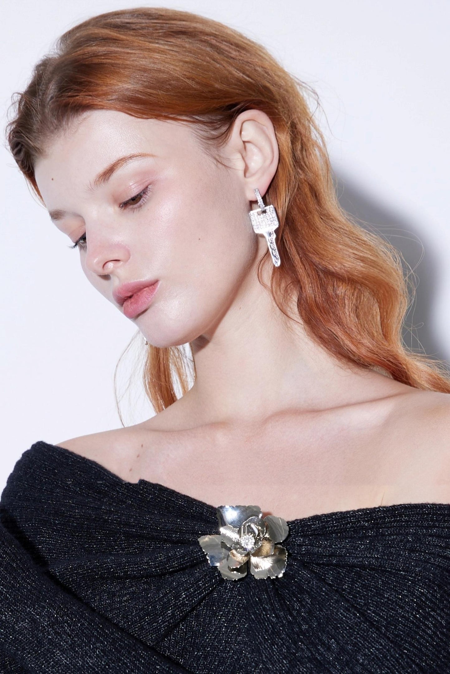 Luxury Gold Designer Key Earrings