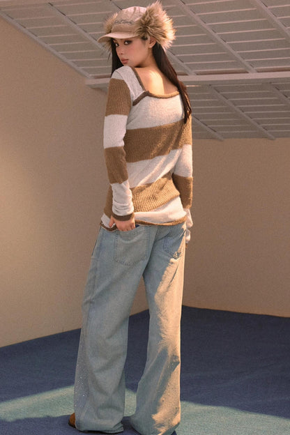 Color-Block Asymmetrical Knit Sweater