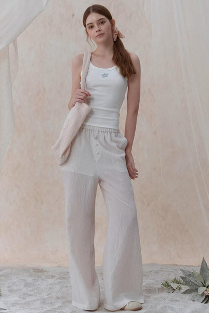 Draped Pearl Stripe Camisole Set-UP