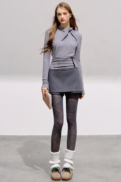 Mint Asymmetrical Button Knitwear