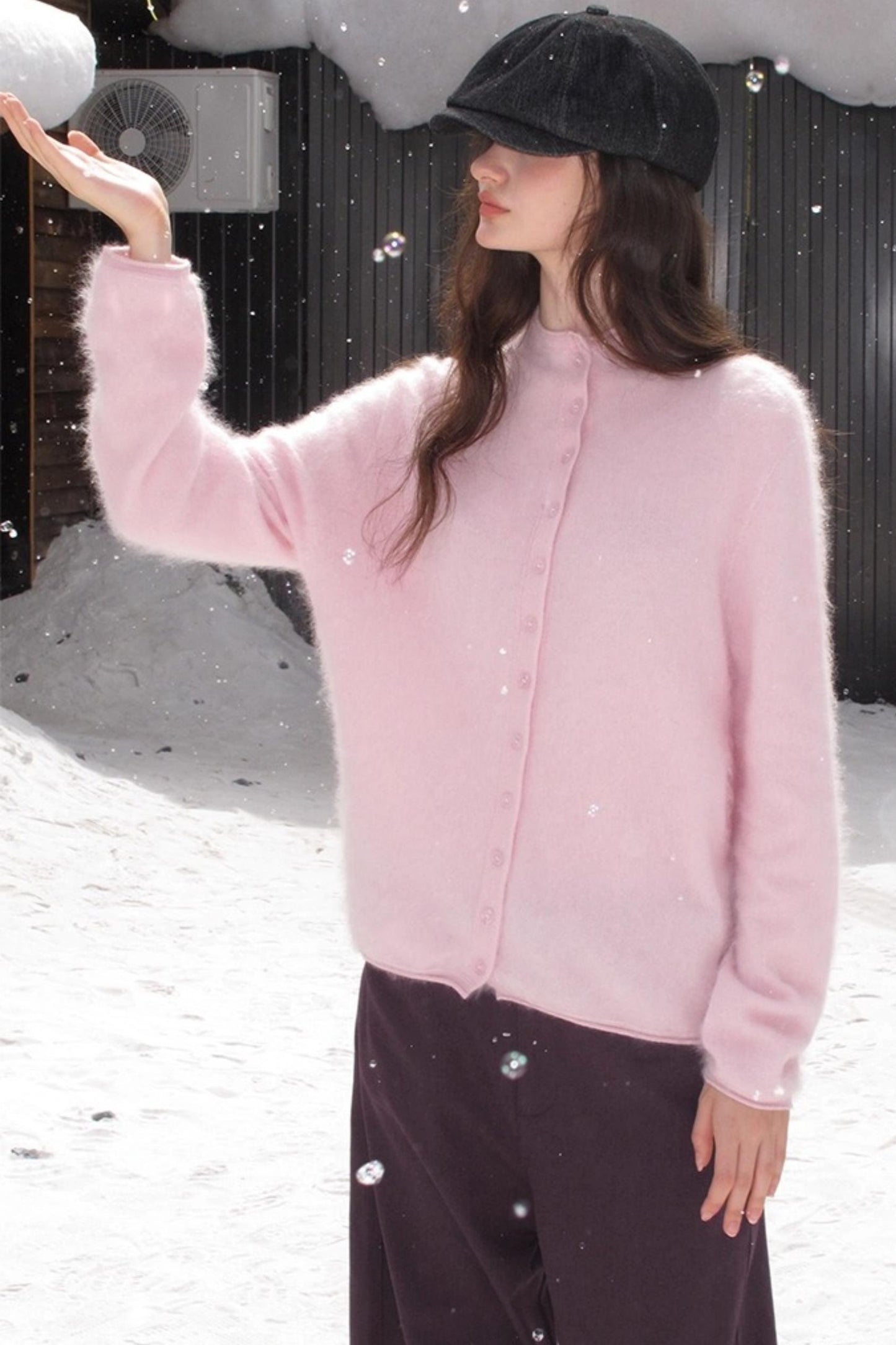 Elf White Wool Cashmere Cardigan Set-Up