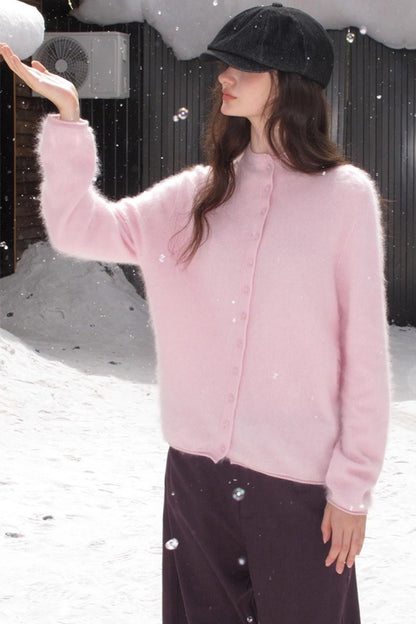 Elf White Wool Cashmere Cardigan Set-Up