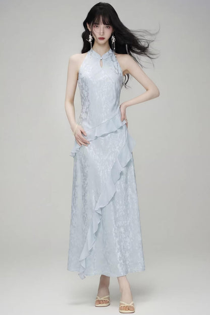 Ice Lotus Waist-Cinching Dress