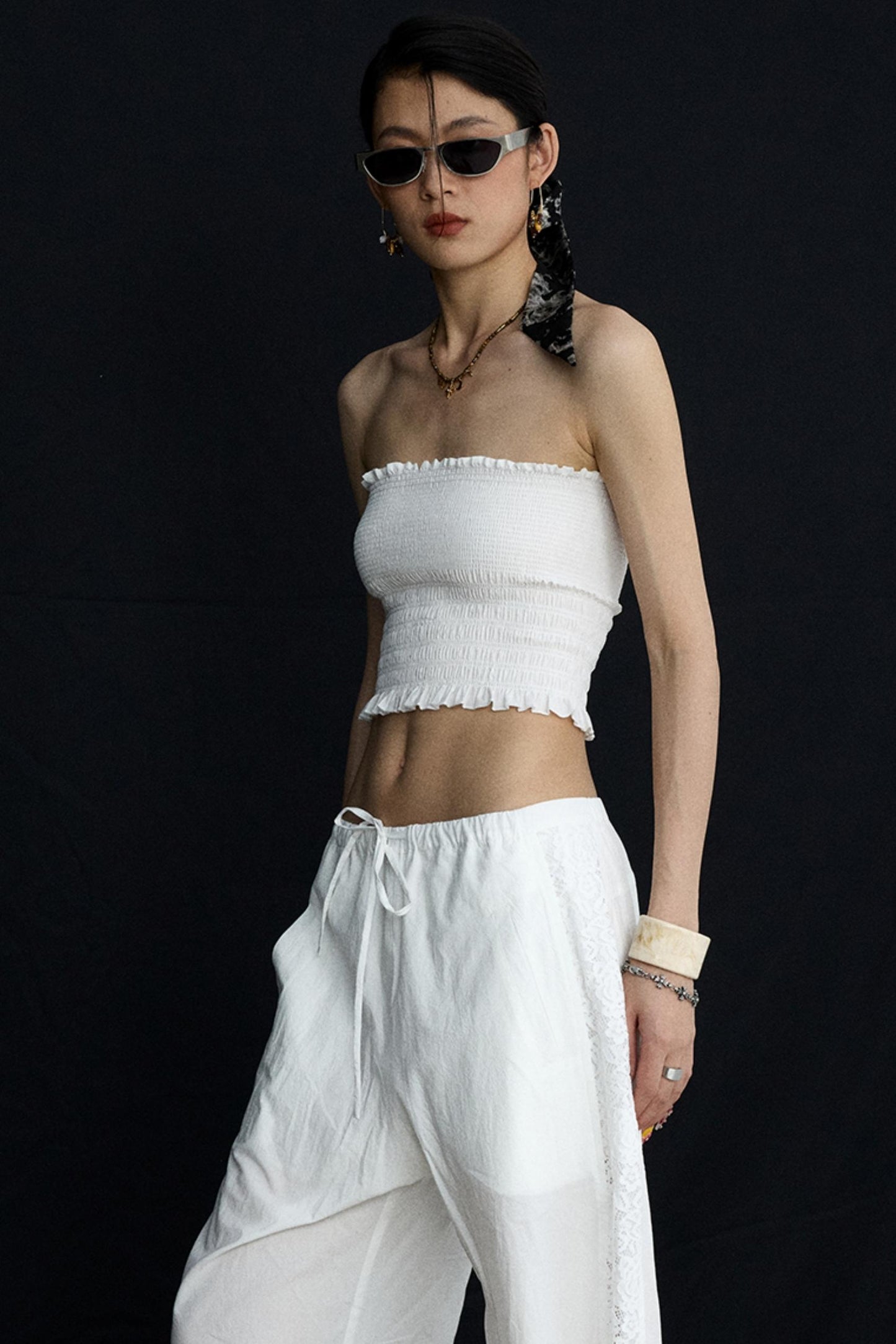 Back Lace Cut-Out Bandeau Top