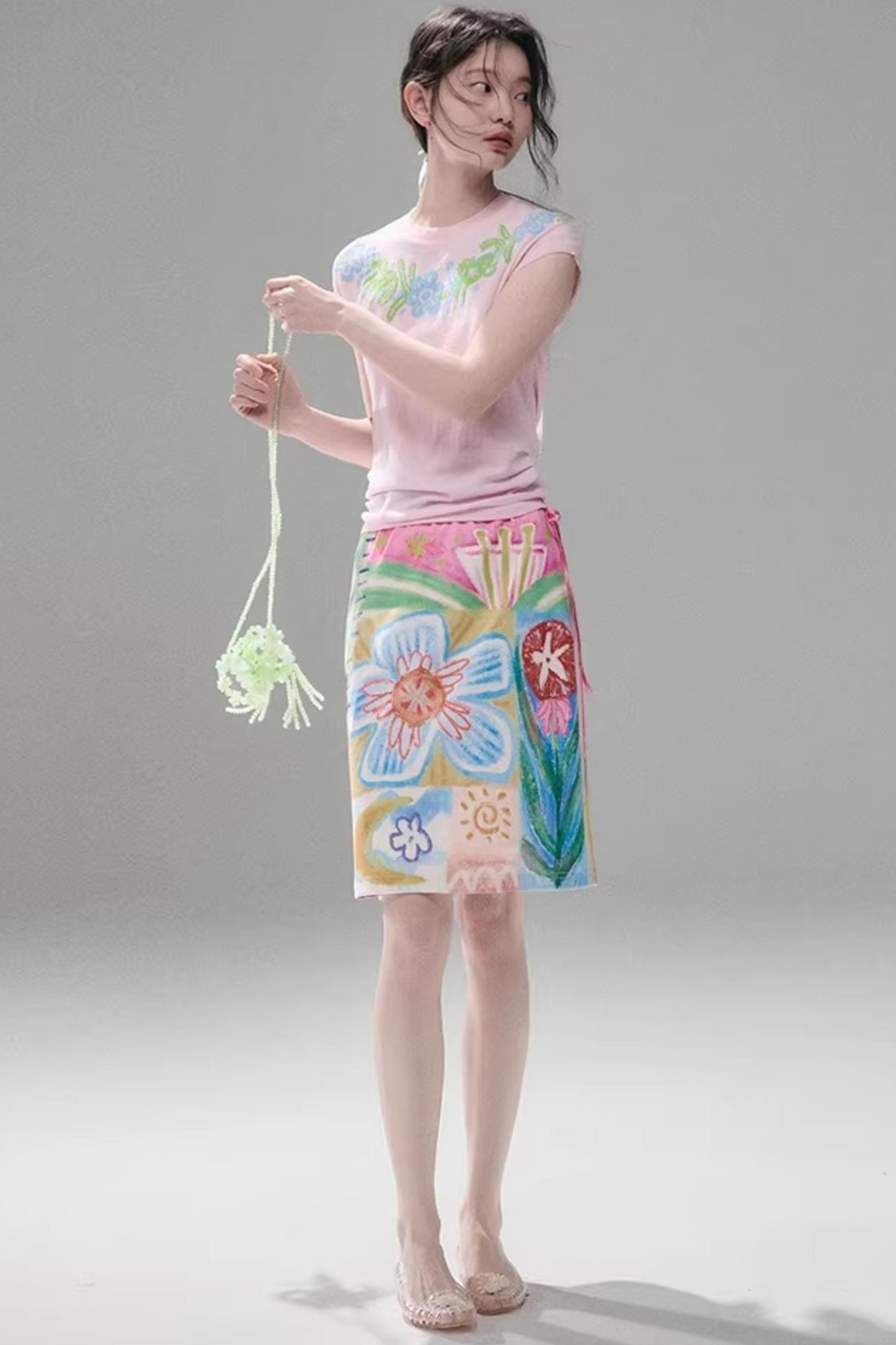 Reversible Bird and Tulip Skirt