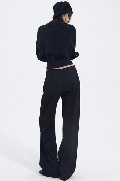 Solid V-Waist Fleece Pants