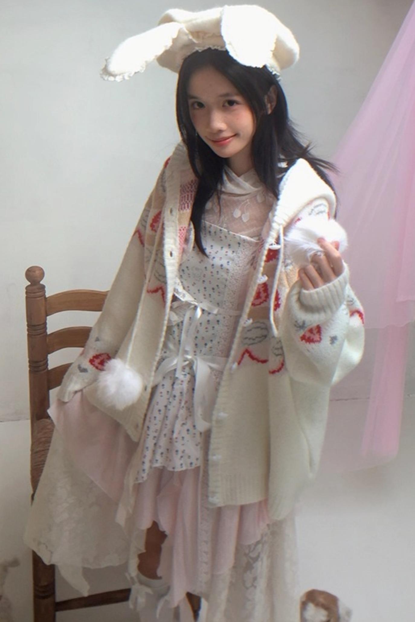 Happy Birthday Strawberry Mohair Cardigan