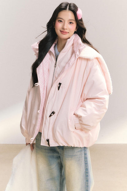 Snow Flakes Plaid Duffle Coat