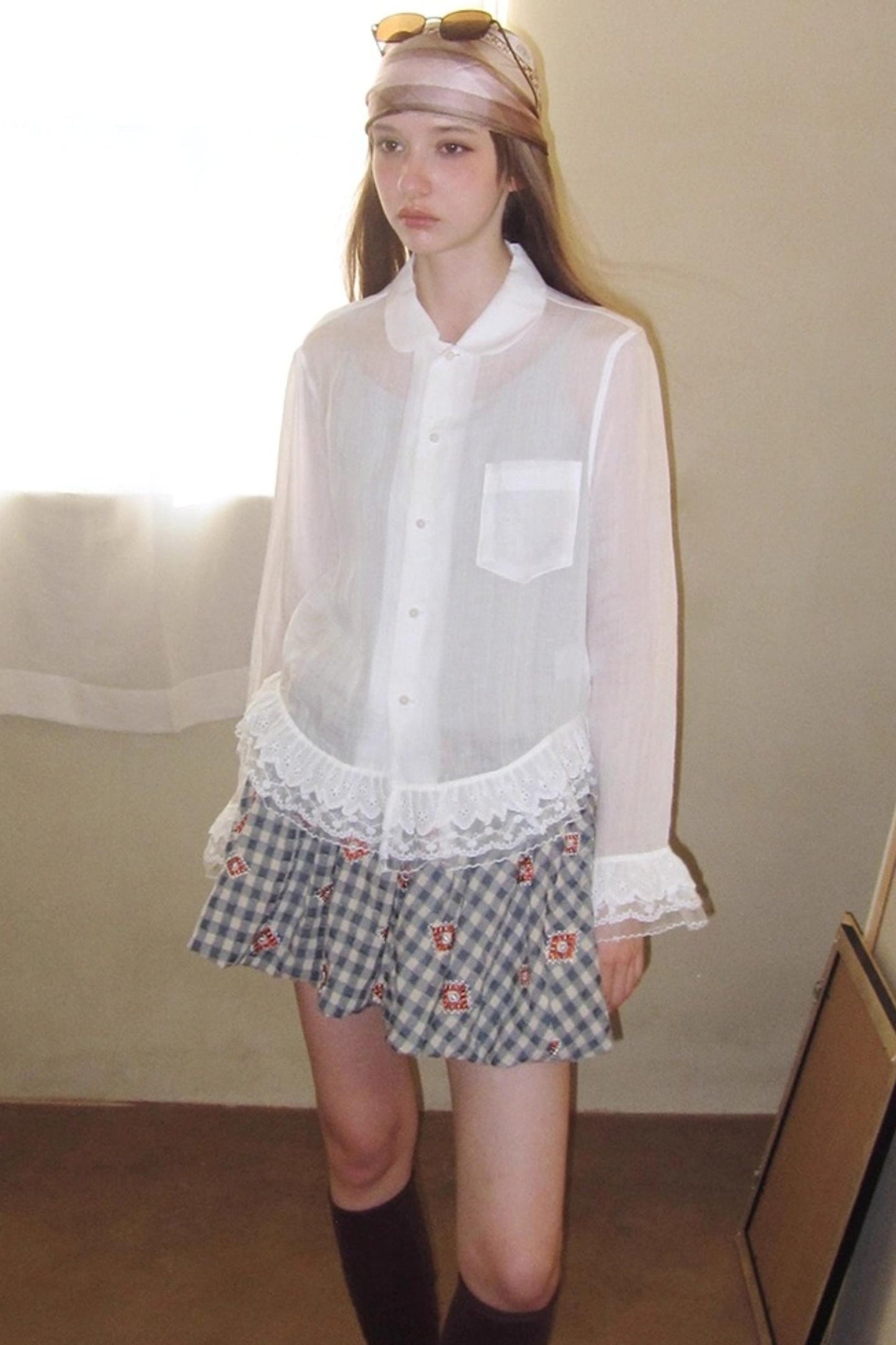 Vintage Doll Collar Lace White Shirt