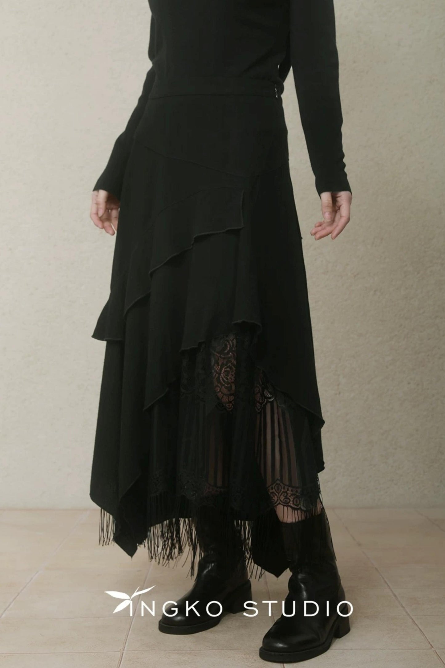 Layered Asymmetrical Lace Skirt