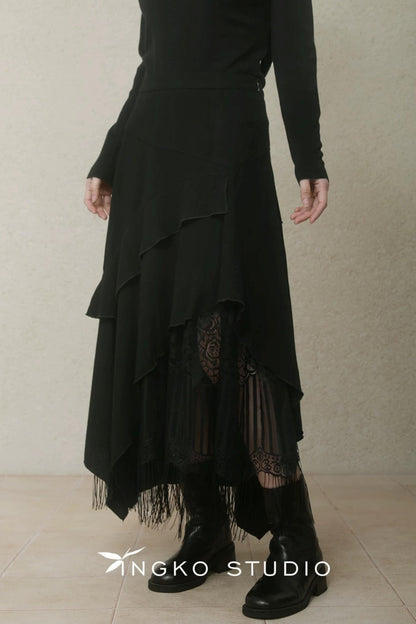 Layered Asymmetrical Lace Skirt