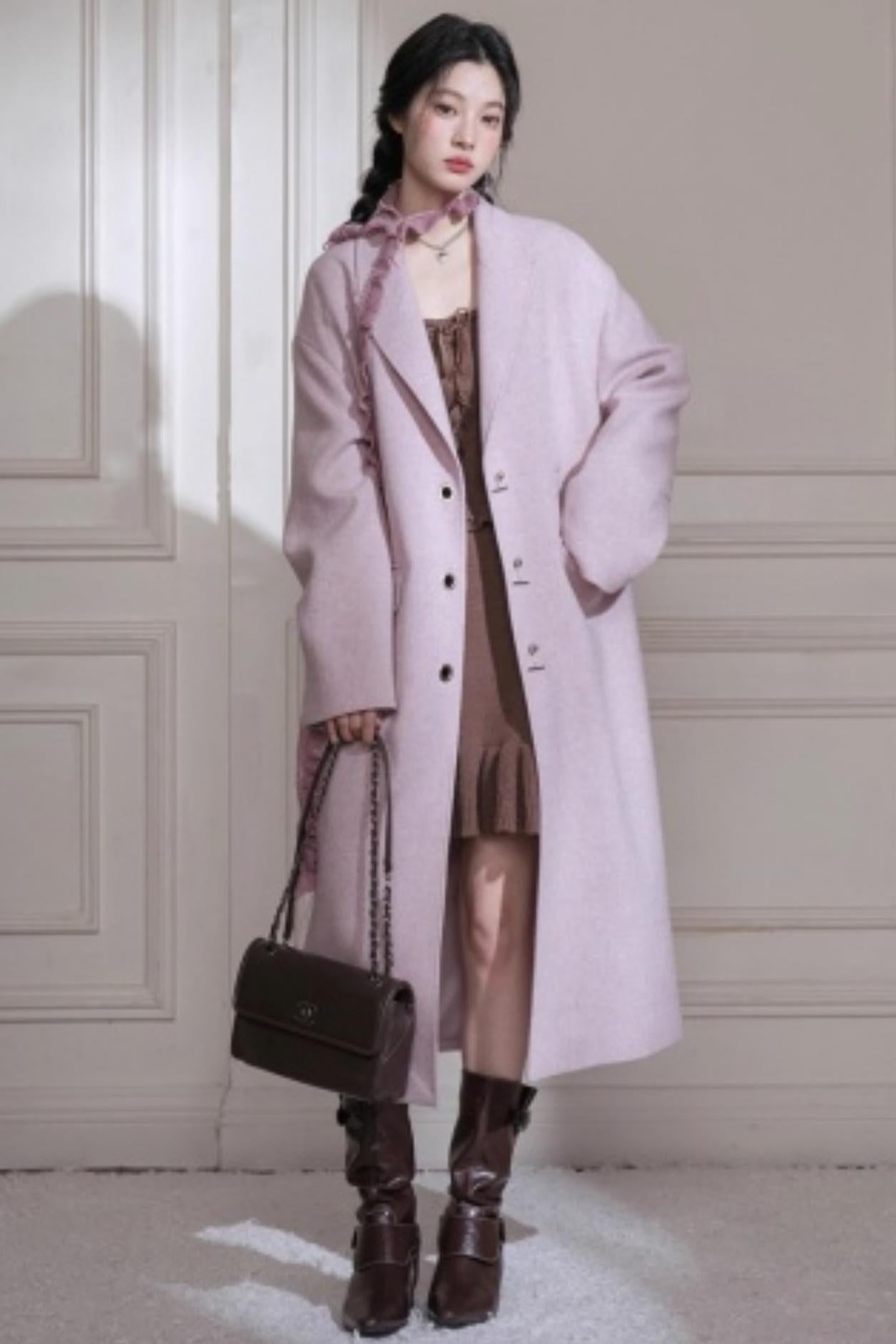 Teaberry Herringbone Tweed Coat