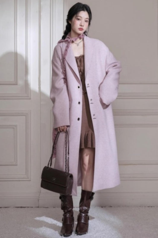 Teaberry Herringbone Tweed Coat