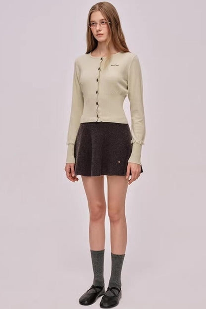 Embroidered Merino Wool Cardigan Top