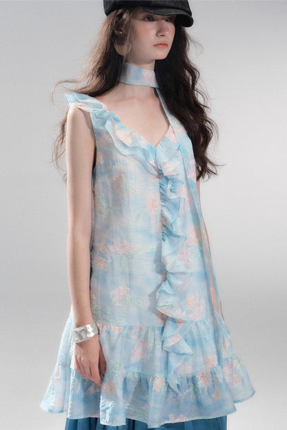 Sea Glass Tencel Ruffle Crop Dress Set-Up