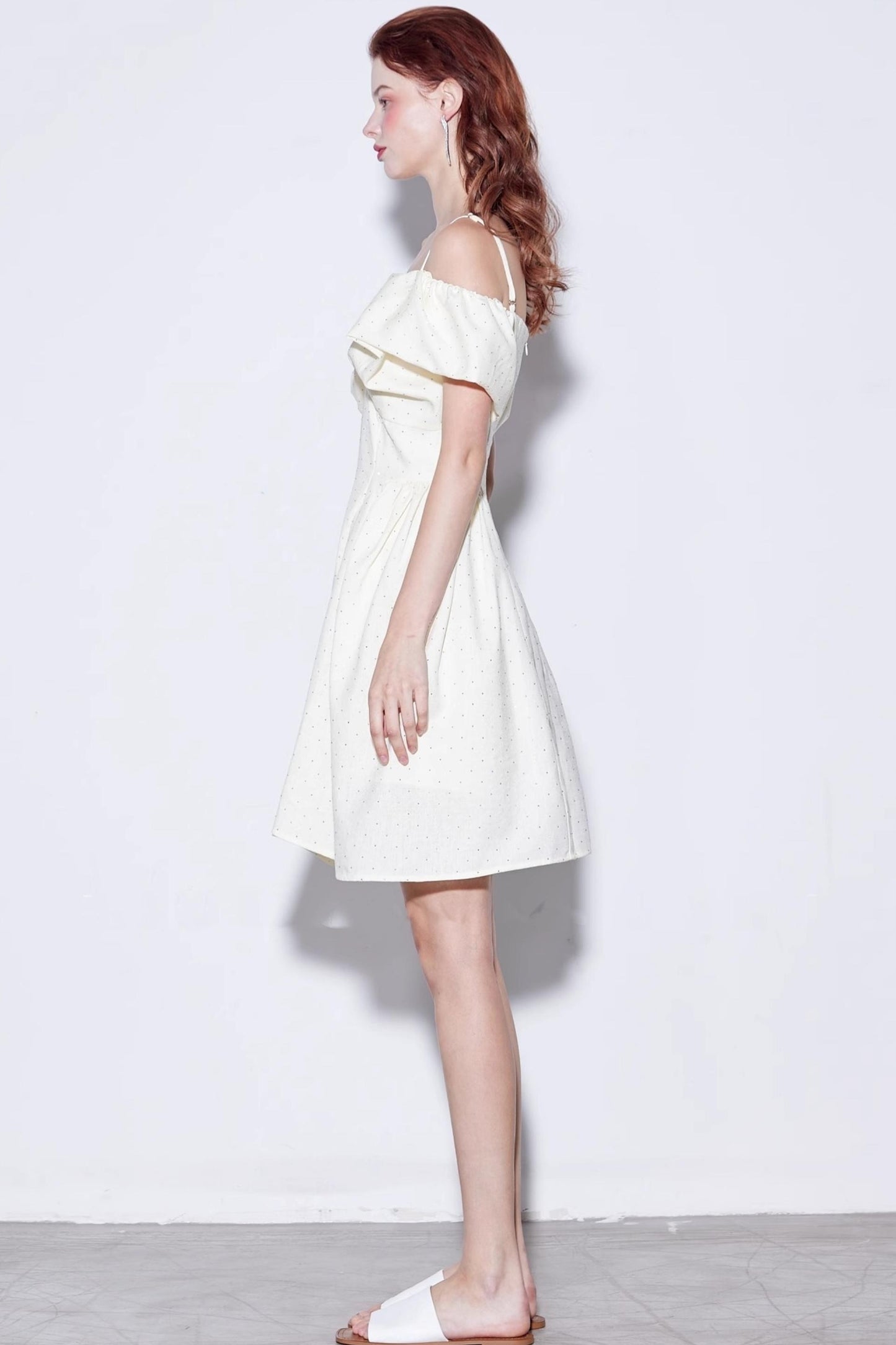 Rhinestone Puff Sleeve Dress