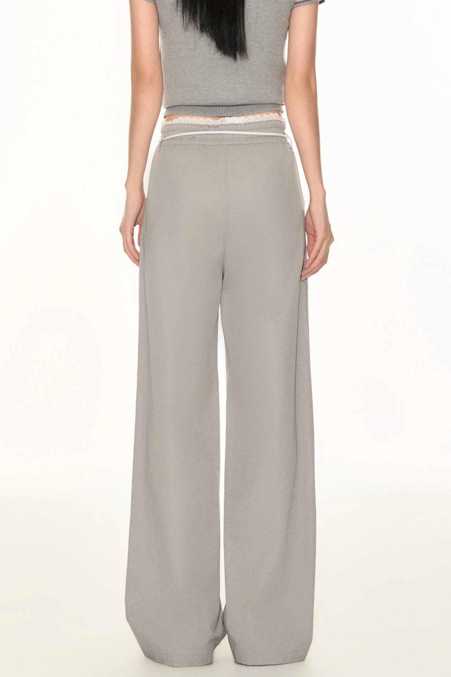 Lace Waist Wide-Leg Pants