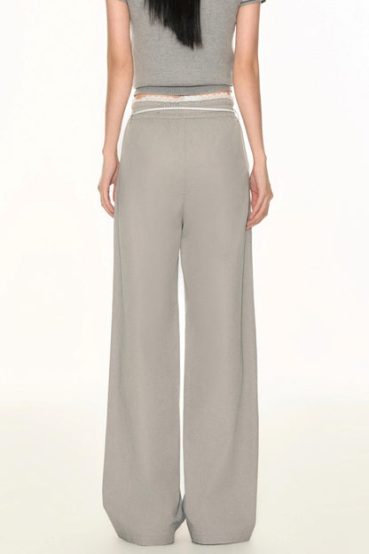 Lace Waist Wide-Leg Pants