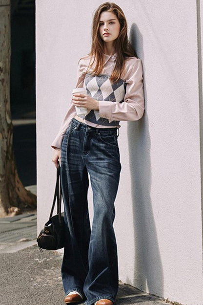 Dark Blue Vintage Whiskered Pants