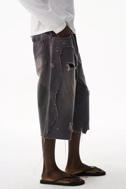 Double-Layer Distressed Shorts
