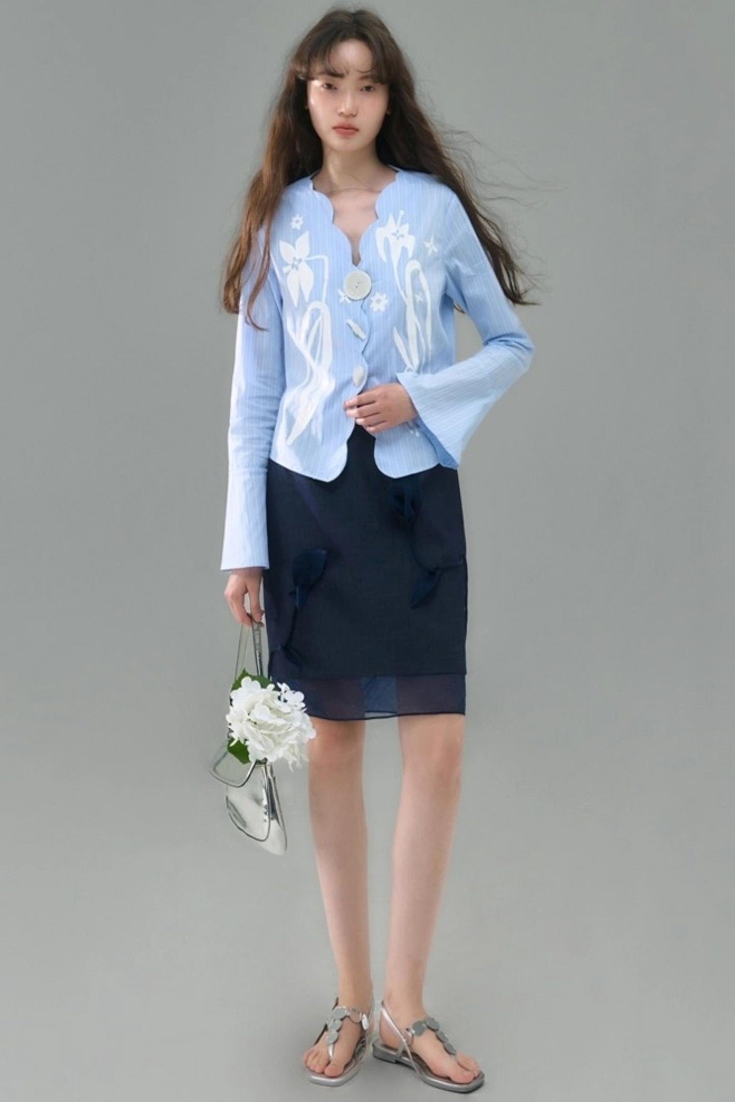 Denim Patchwork Organza Skirt