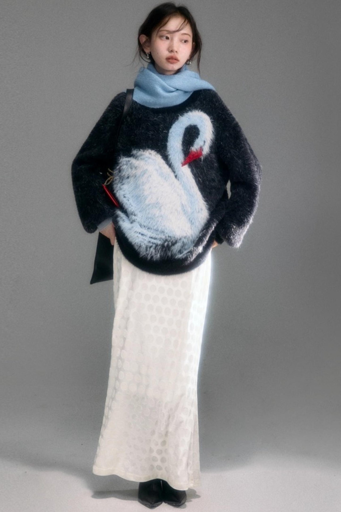 Retro Polka Dot Velvet Skirt