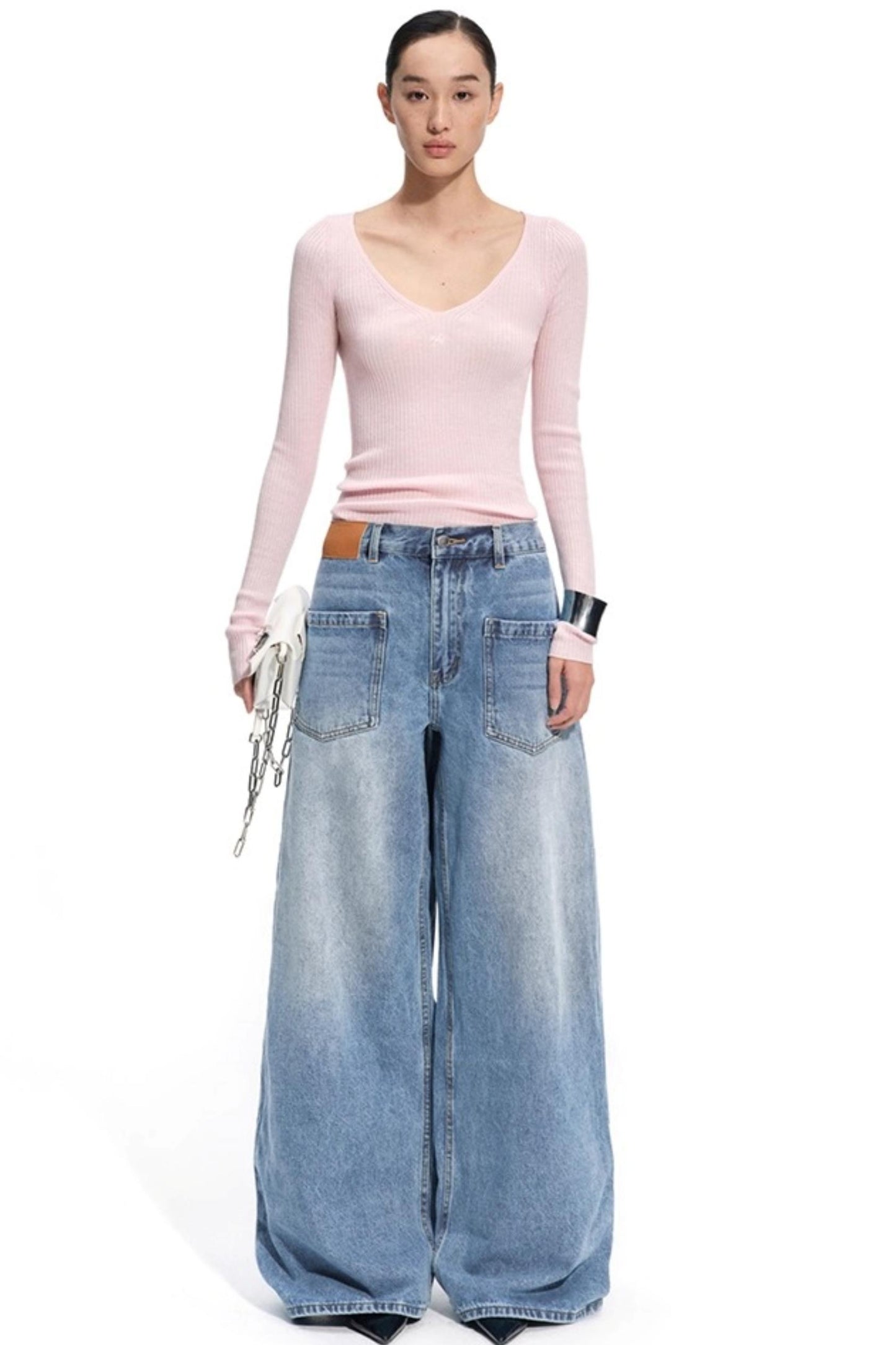 Mercerized Wool V-Neck Top