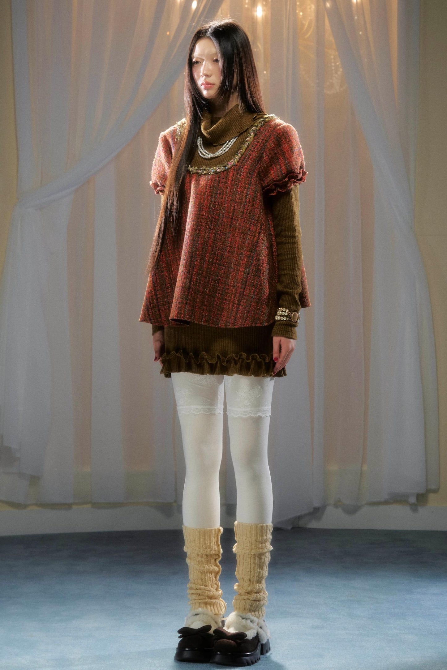 Tweed Bow-Detail Two-Piece Set