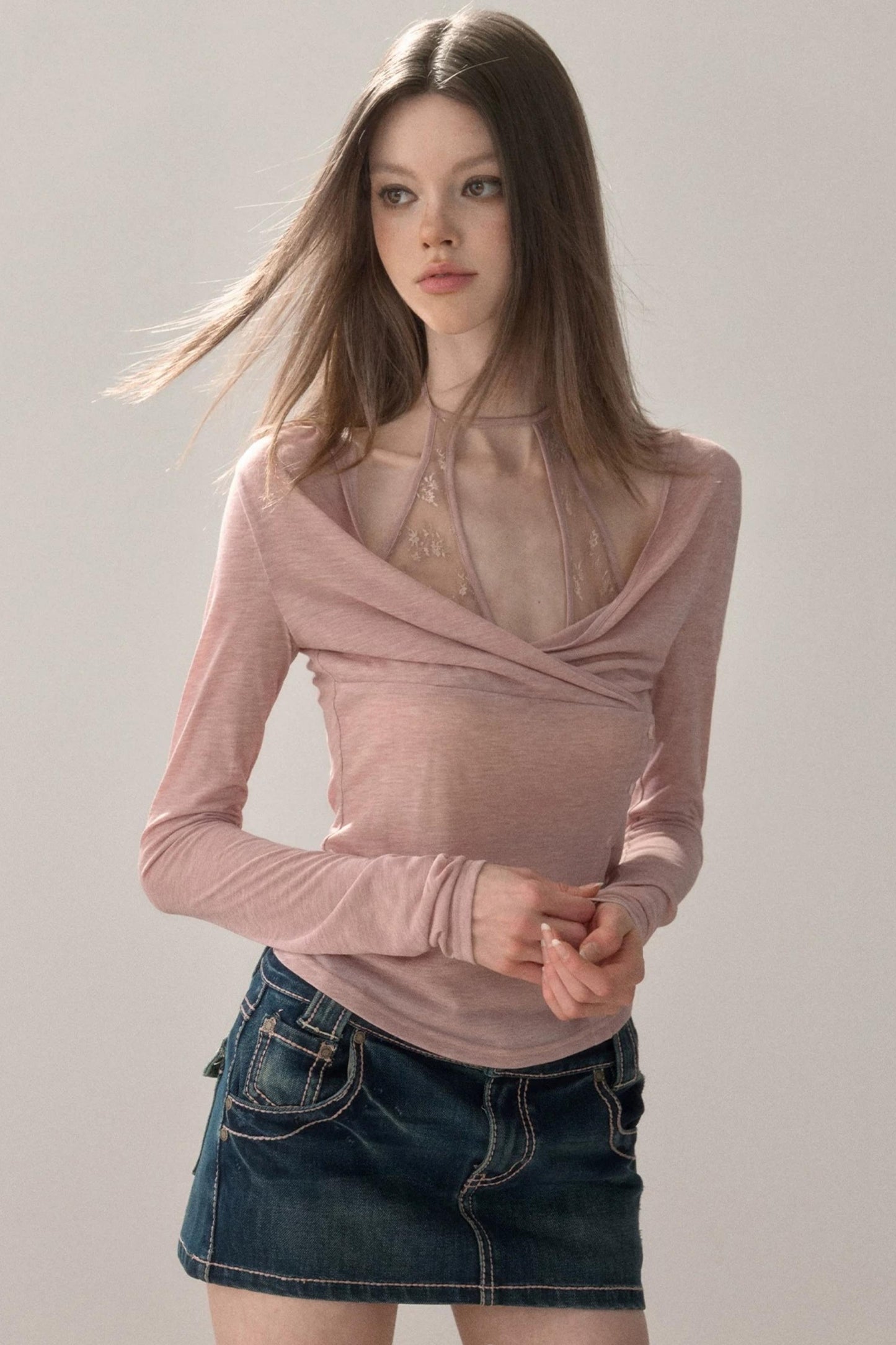 Lace Splicing Halter Top