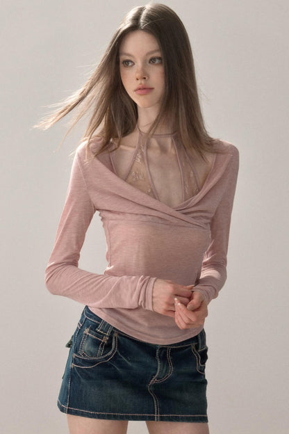 Lace Splicing Halter Top