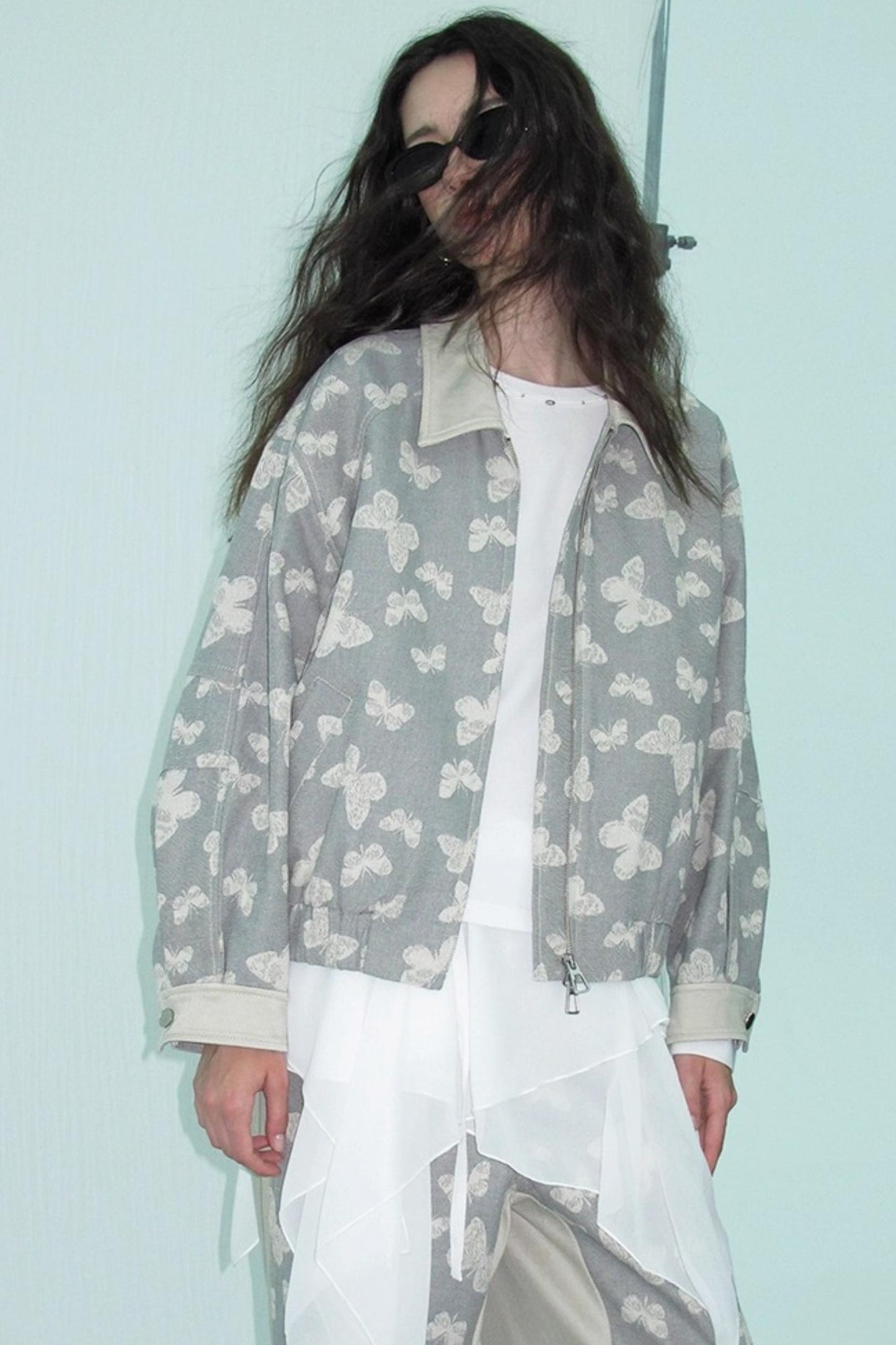 Jacquard Denim Baseball Jacket