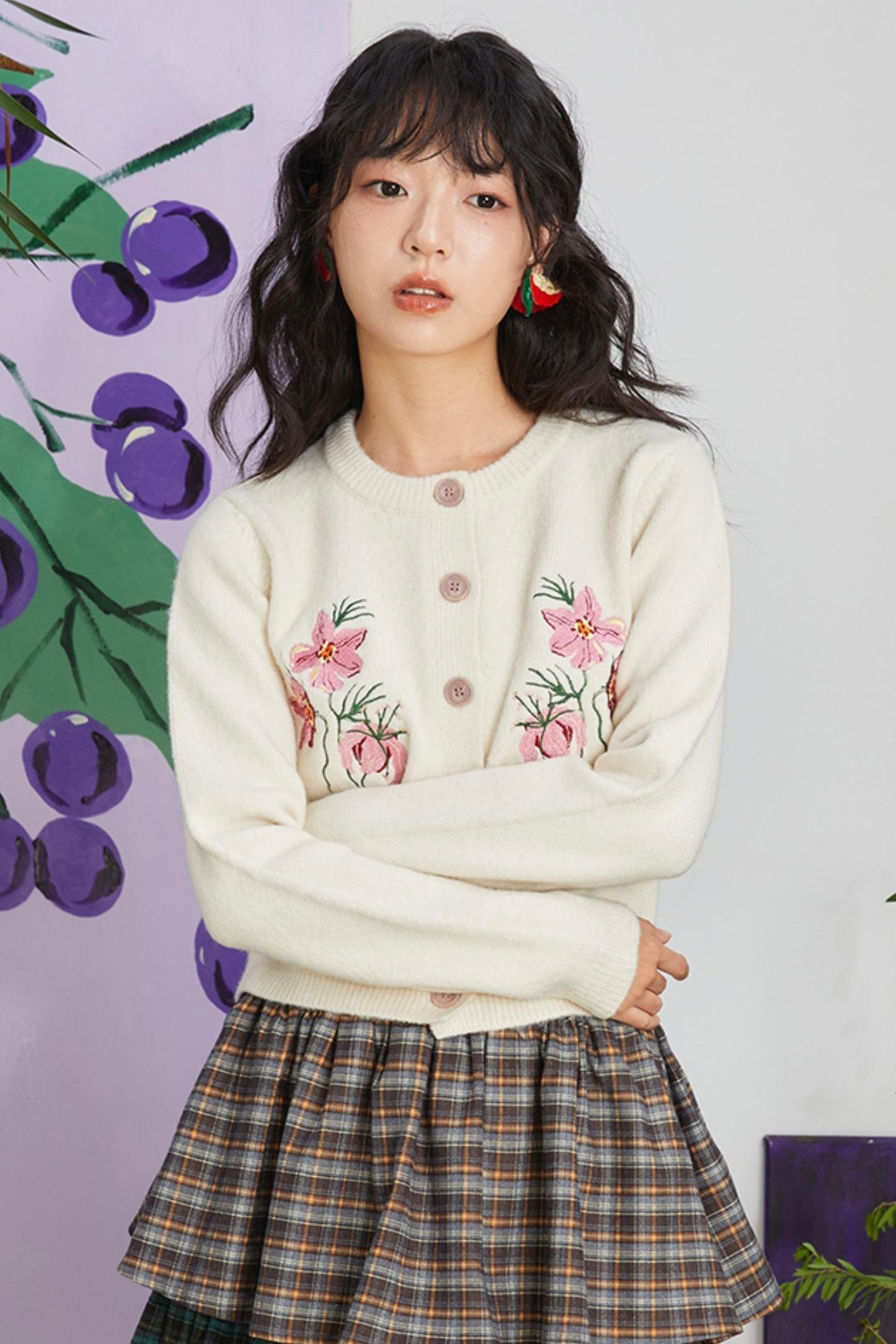 Milk White Sakura Knit Top