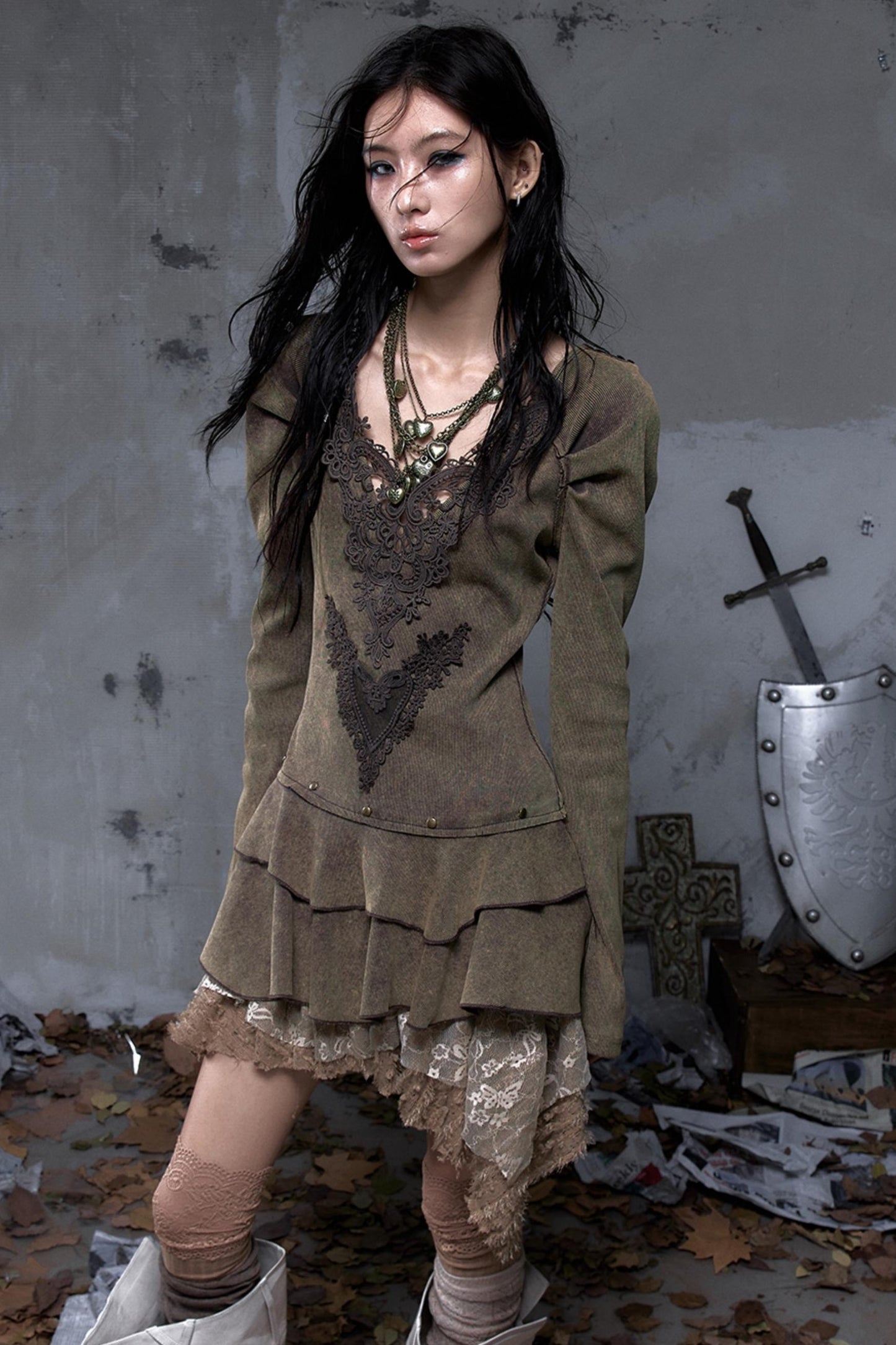 Palace Deep V-Neck Knitted Dress